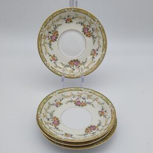 Noritake Arlene Saucer 5 5/8" Floral W/ Gold Accent Japan Set of 4